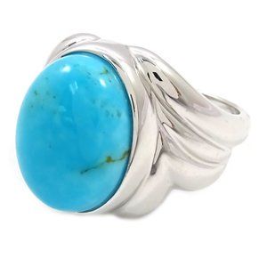 SAVVY CIE JEWELS Rhodium Plated Sterling Silver Turquoise Ring (RRP $325)